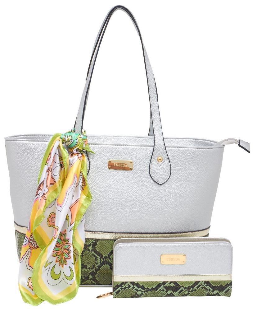 

Esbeda Women Solid Faux Leather - Tote Bag Silver