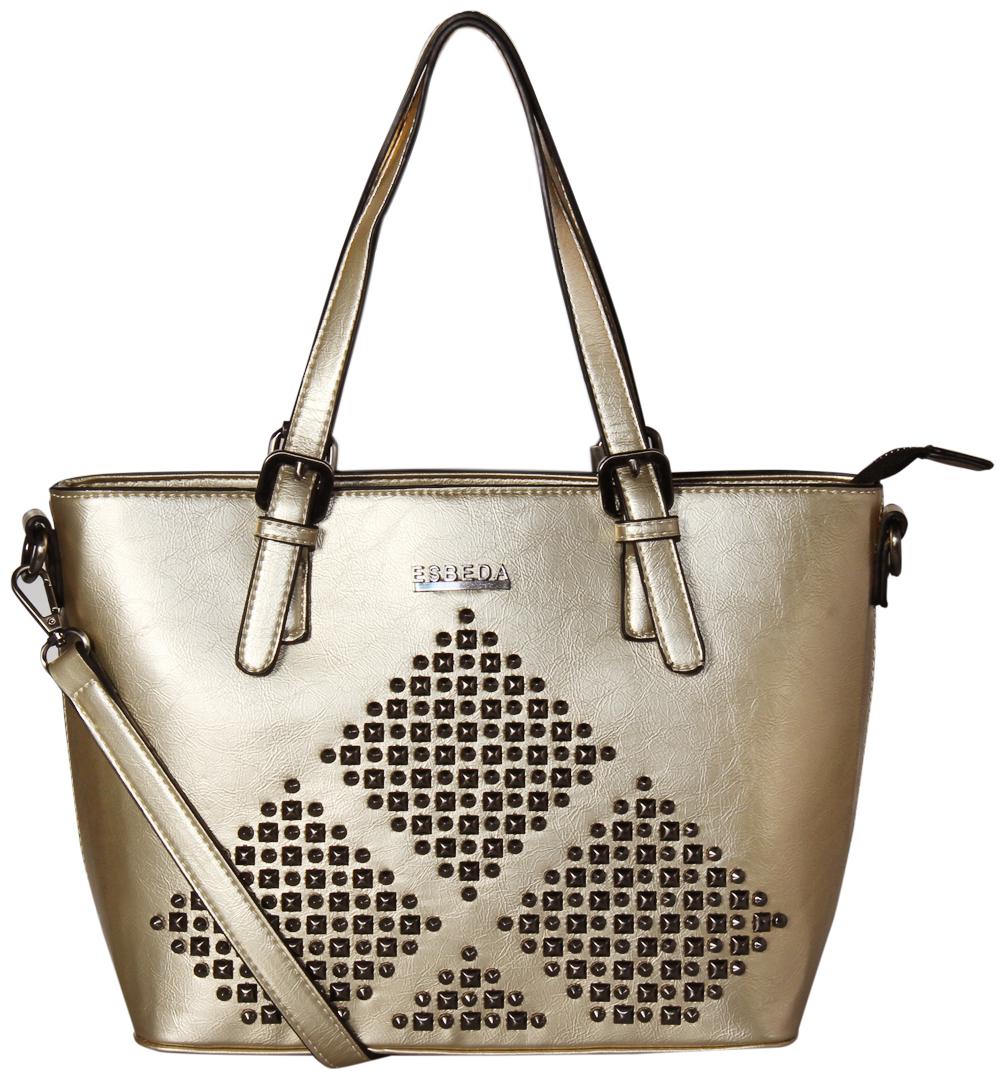 

Esbeda Gold PU Shoulder Bag - Antiq studded Ball Handbag