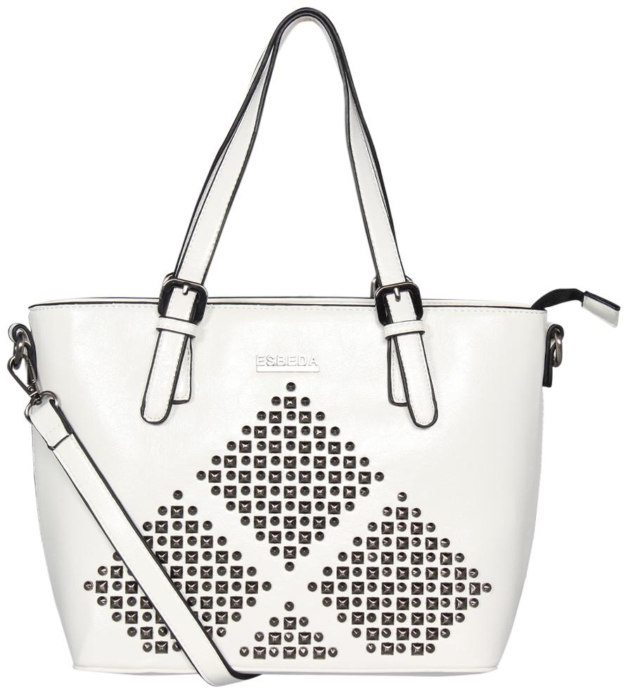

Esbeda White PU Shoulder Bag - Antiq studded Ball Handbag