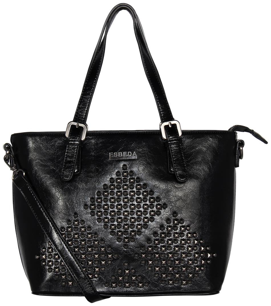 

Esbeda Black PU Shoulder Bag - Antiq studded Ball Handbag