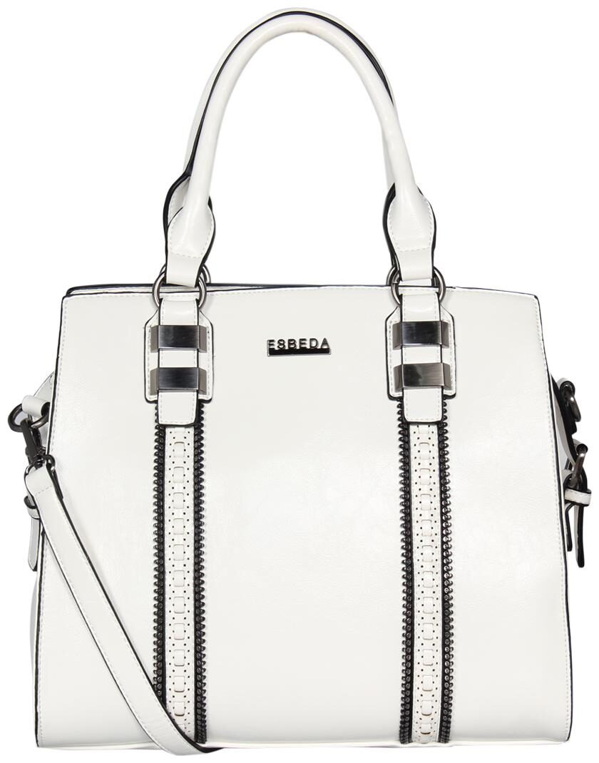 

Esbeda White PU Shoulder Bag - Antiq Buckle Handbag