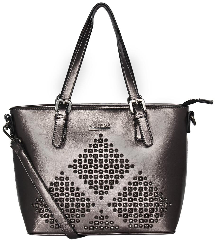 

Esbeda Silver PU Shoulder Bag - Antiq studded Ball Handbag