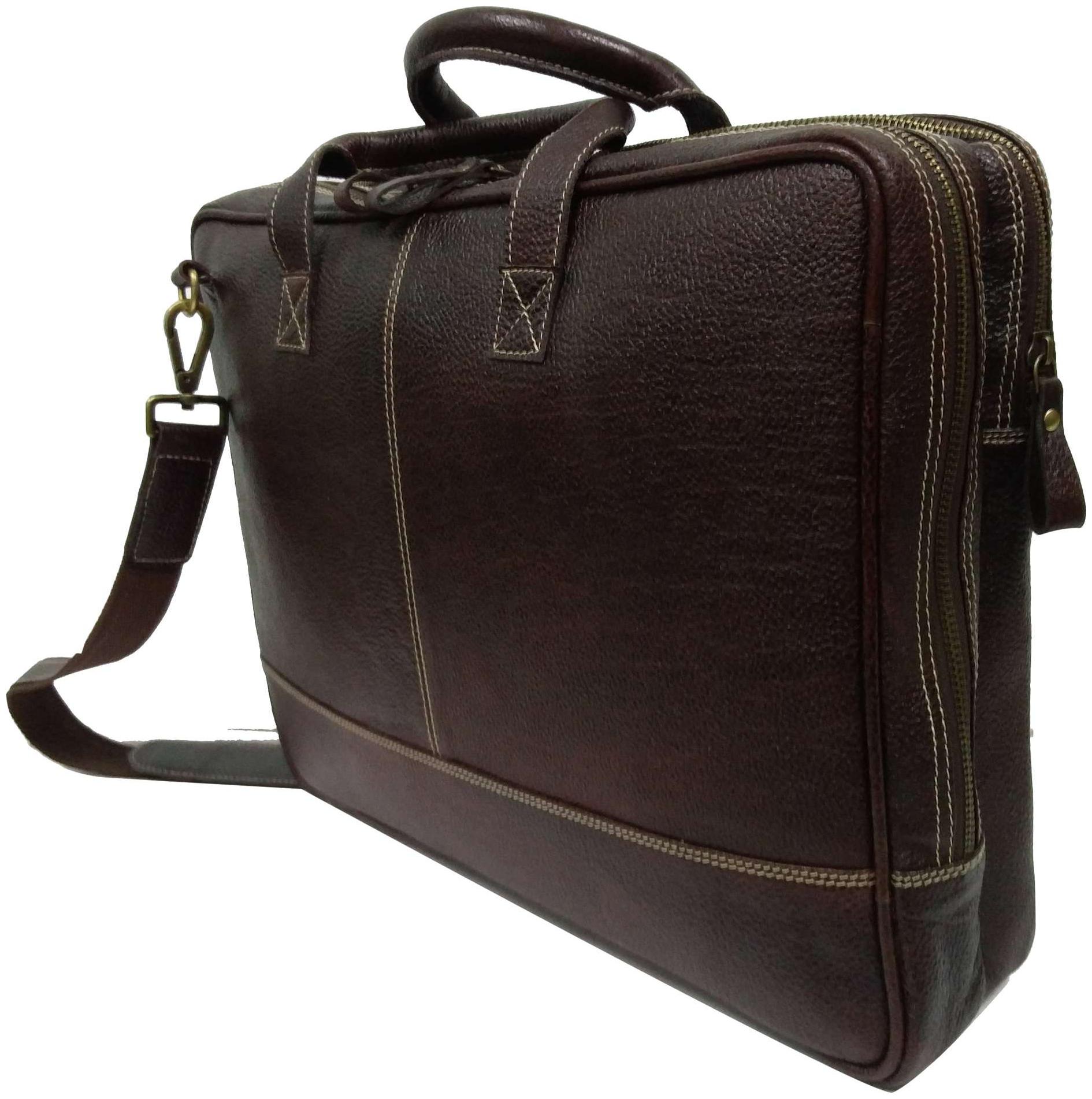 

Essart 100 Genuiue Natural dry milled 2 tone Leather Laptop Bag Laptop Executive Office Bag for College Business For Laptop-Brn