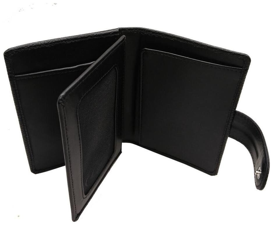 

Essart faux leather dotted print glossy finish Passport Holder one passport compartment tich button closure -Black