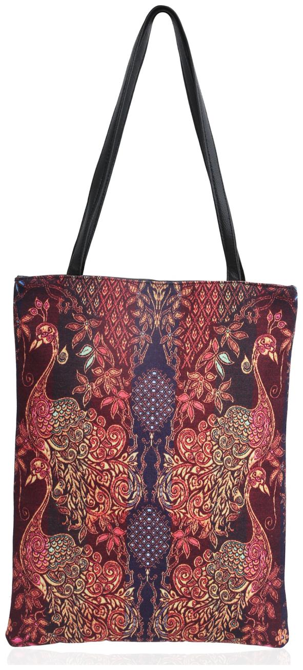 

Ethnic Print Brown Tote Bag