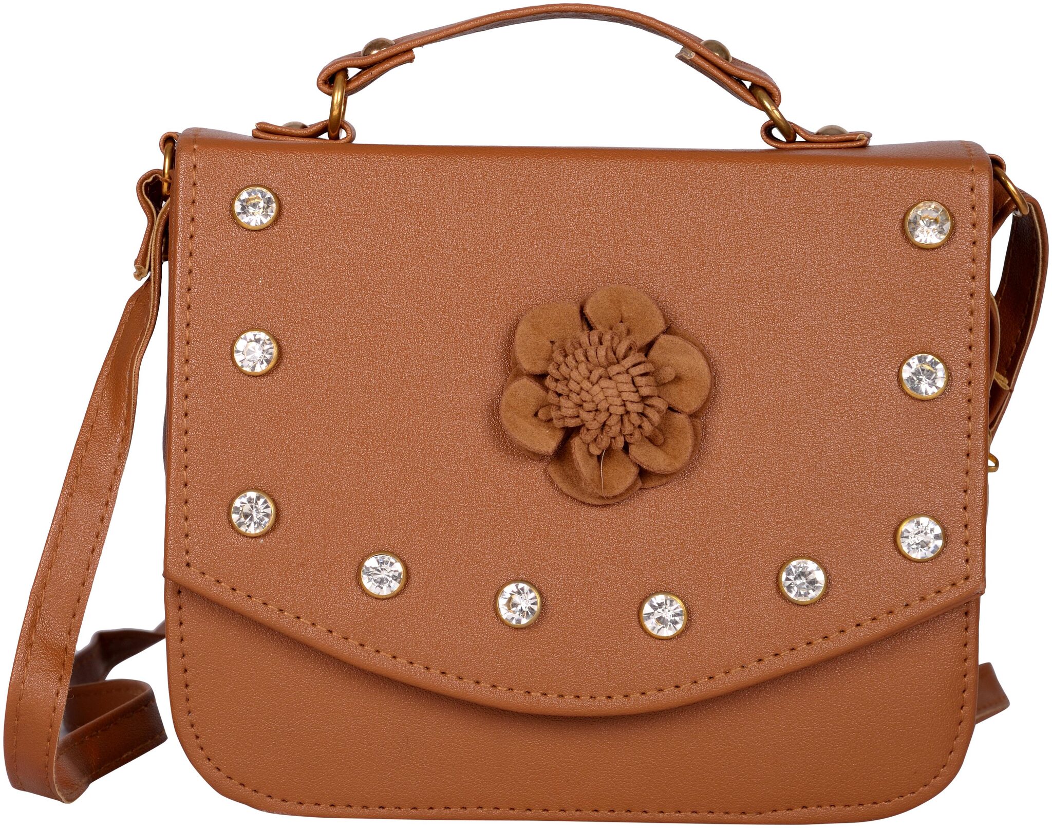 

Exotique Brown Faux Leather Solid Sling Bag