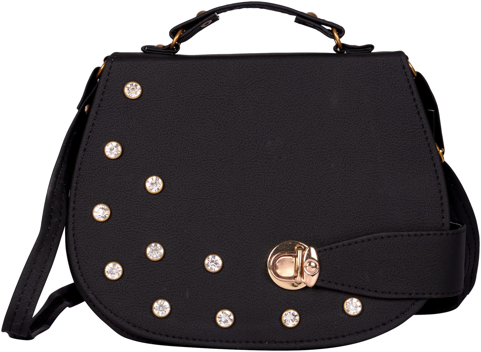 

Exotique Black Faux Leather Solid Crossbody Bag