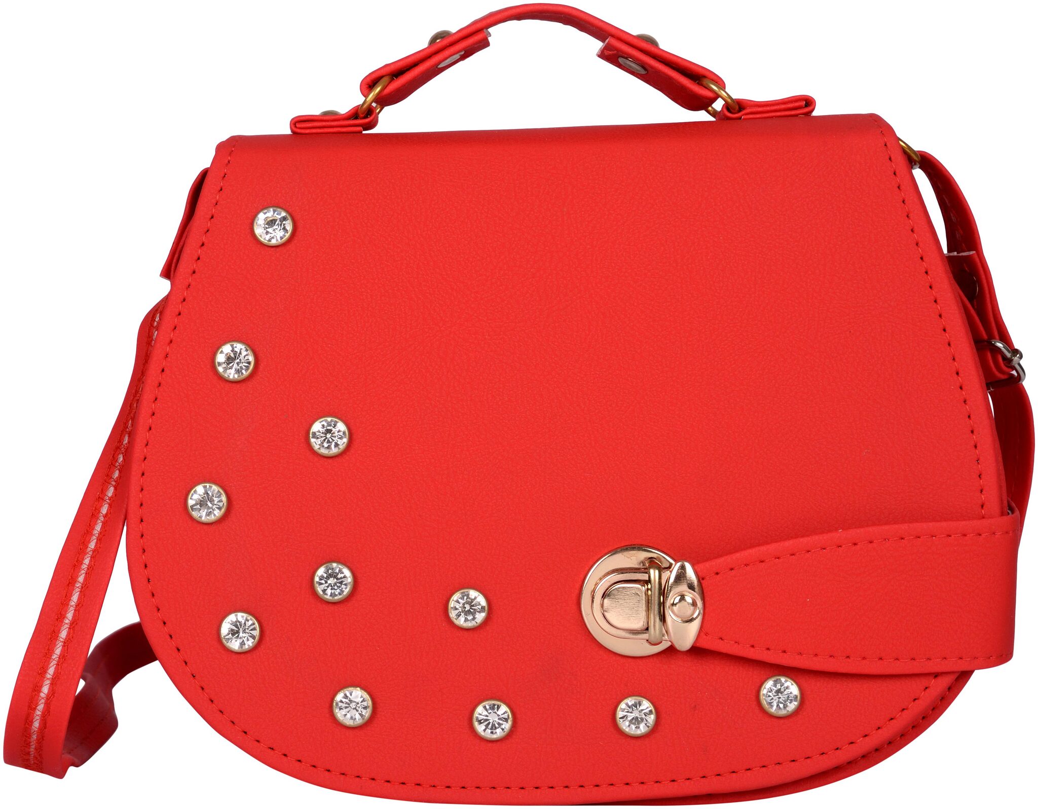 

Exotique Red Faux Leather Solid Sling Bag