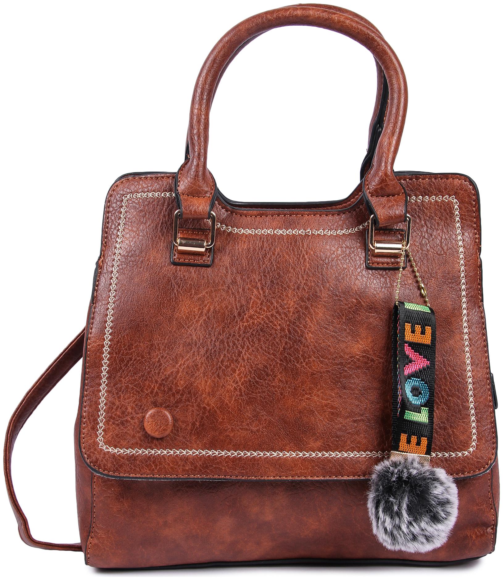 

FIONA TRENDS Brown PU Handheld Bag