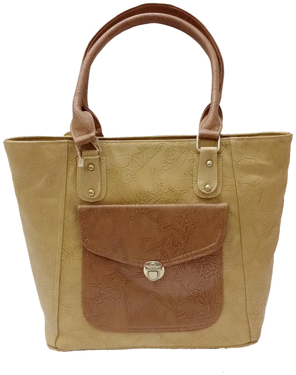 

flozum Tan Faux Leather Handheld Bag