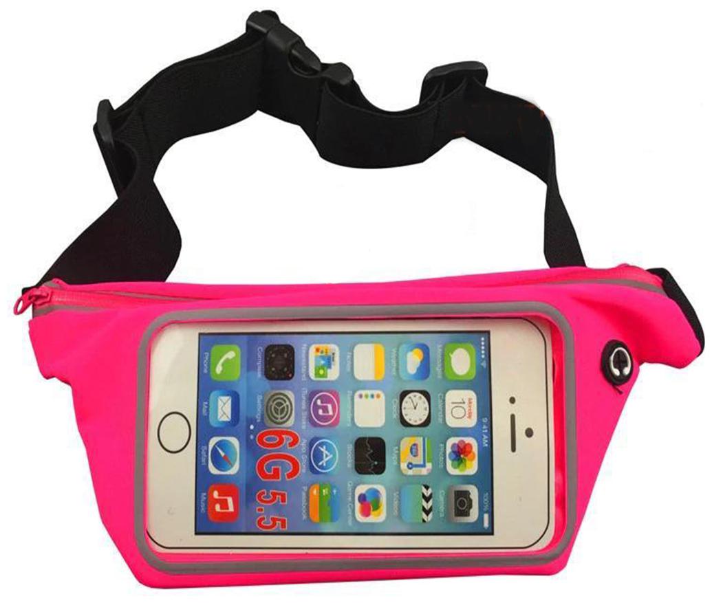 

FOKAT Unisex Slim Waist Pouch Waist Bag For Gym Running Cycling Hiking Climbing or Travelling Purpose (PINK COLOR)