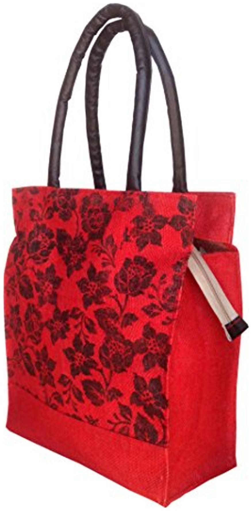 

Foonty Tote Women Red Medium Jute Lunch Bag(fffwb5022)