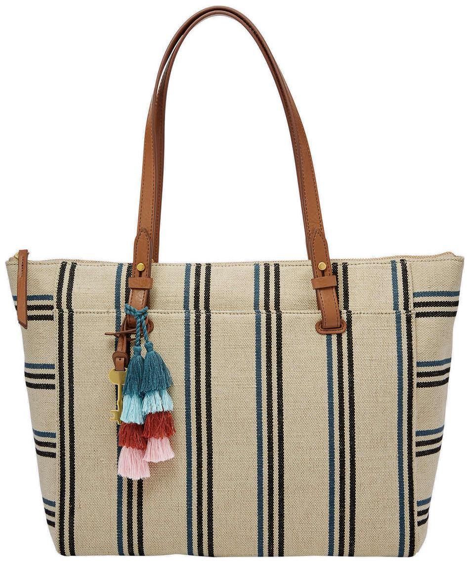 

Fossil Women Striped Fabric - Tote Bag Beige