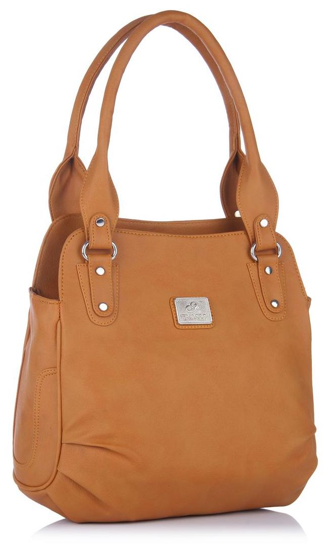 

FOSTELO Tan Faux Leather Handheld Bag