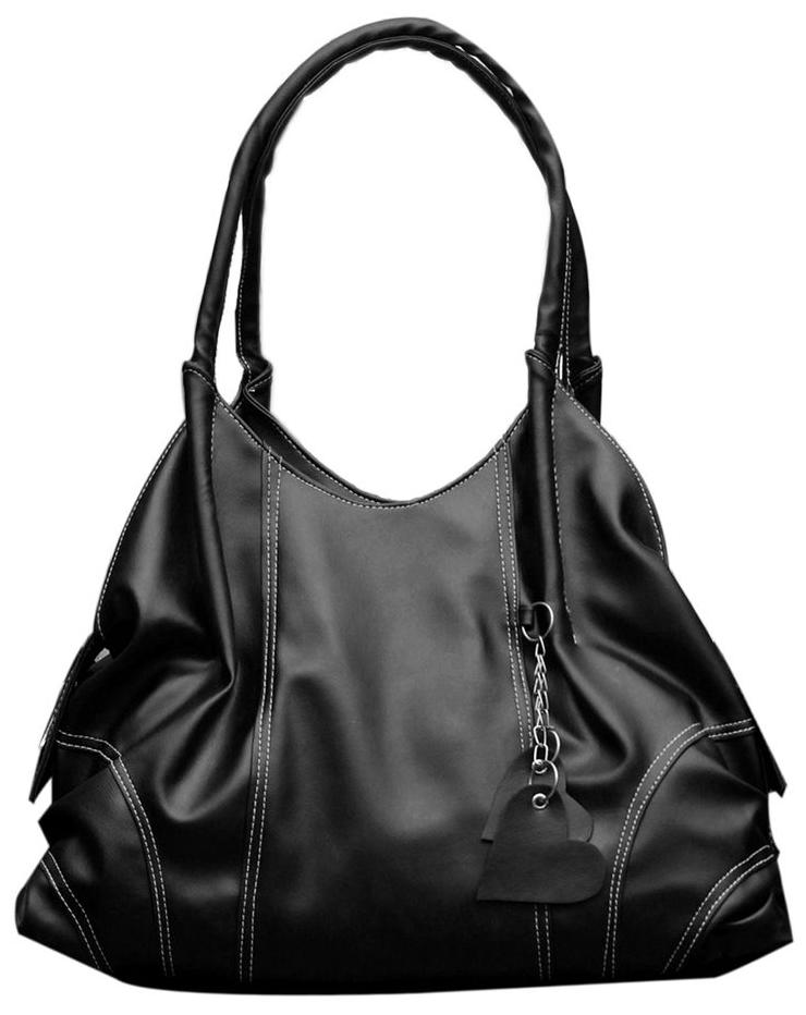 

FOSTELO Black Faux Leather Handheld Bag