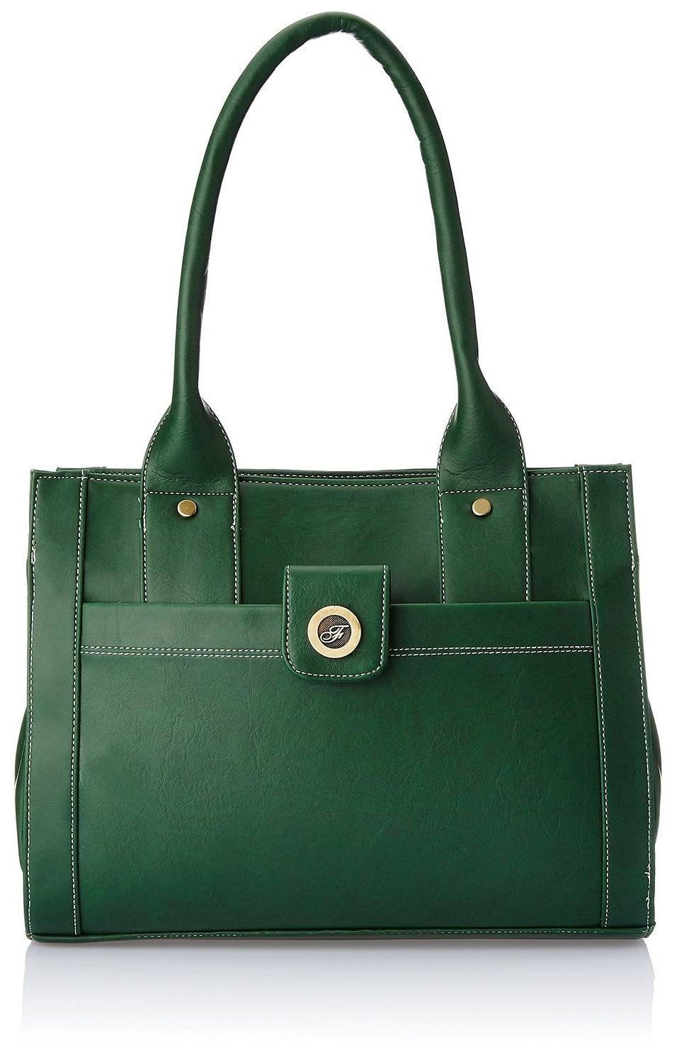 

FOSTELO Green Faux Leather Handheld Bag