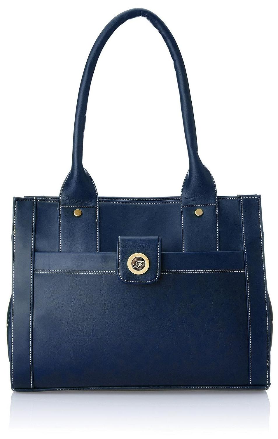

FOSTELO Blue Faux Leather Handheld Bag