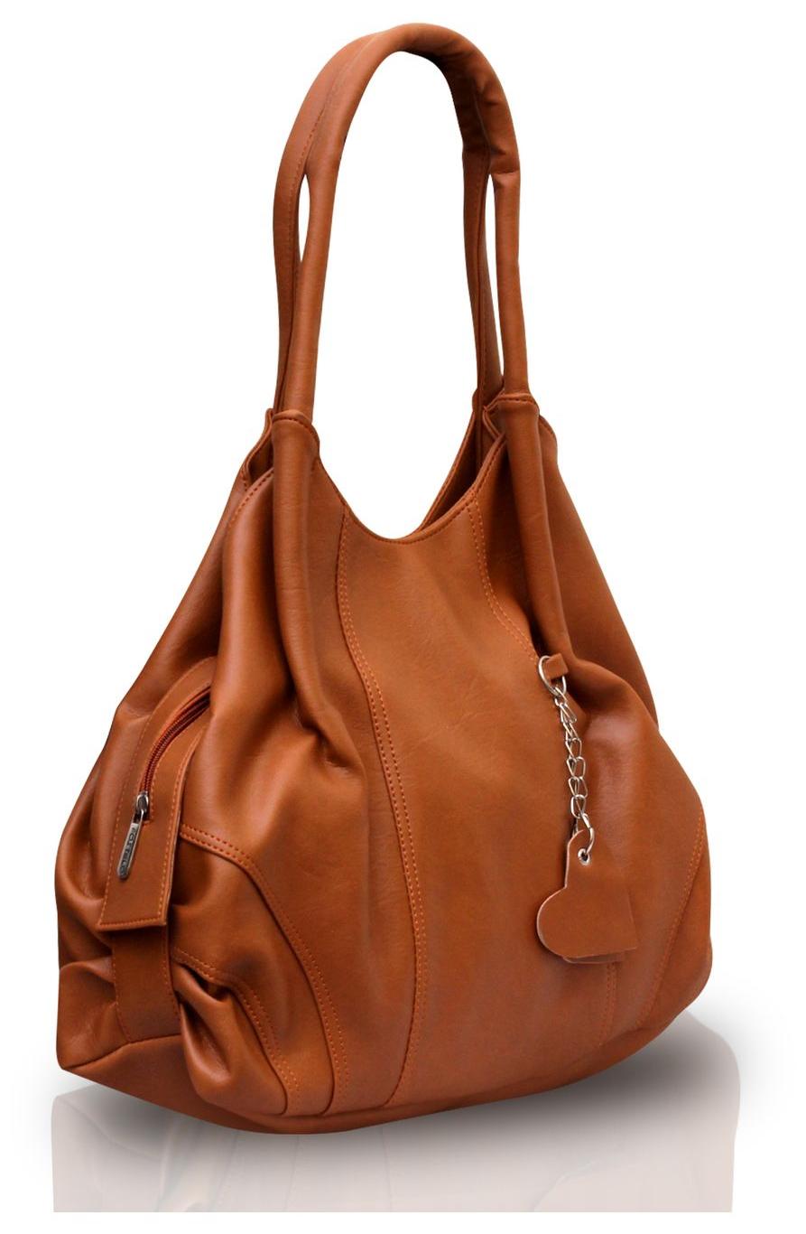 

FOSTELO Tan Faux Leather Handheld Bag