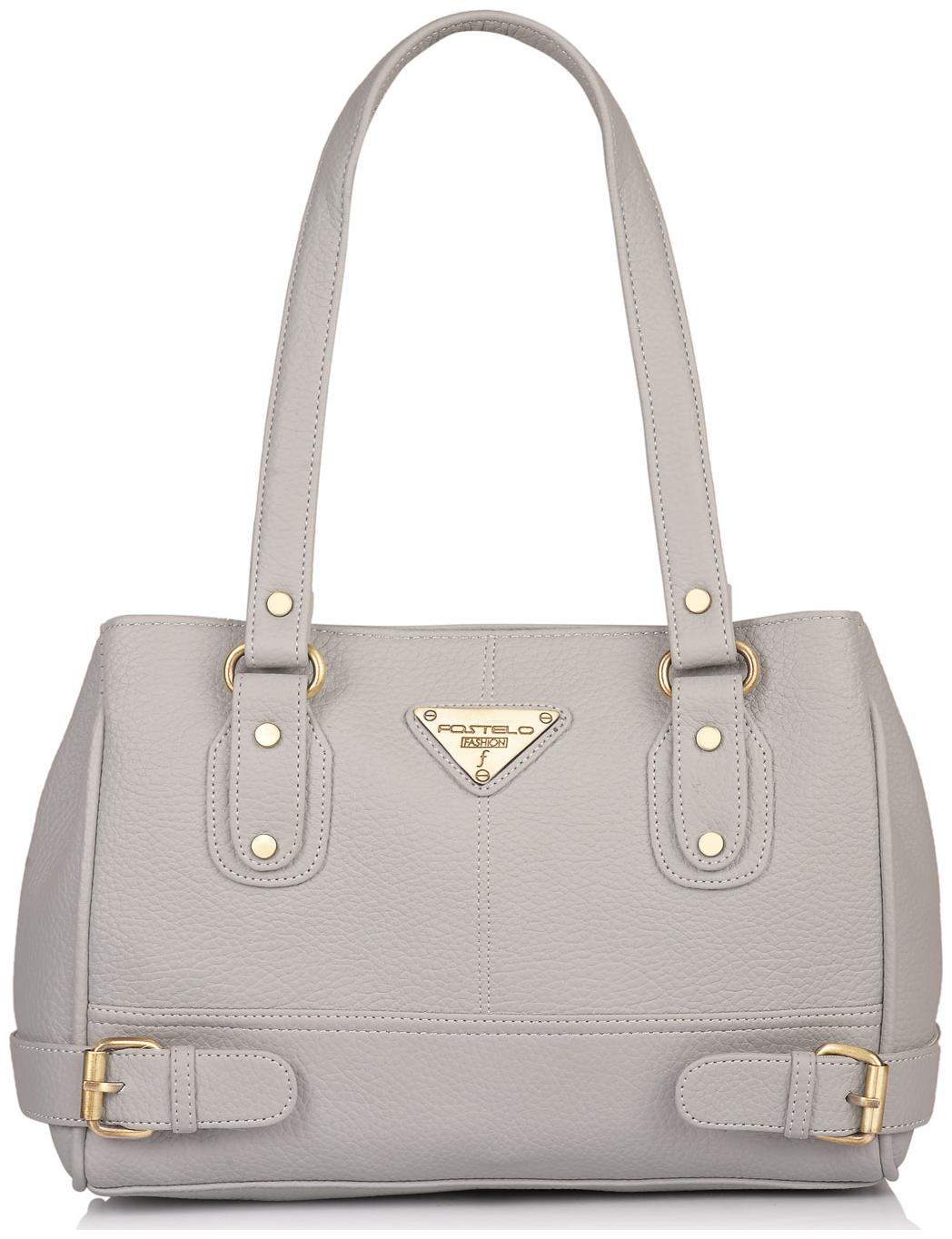 

FOSTELO Grey Faux Leather Handheld Bag