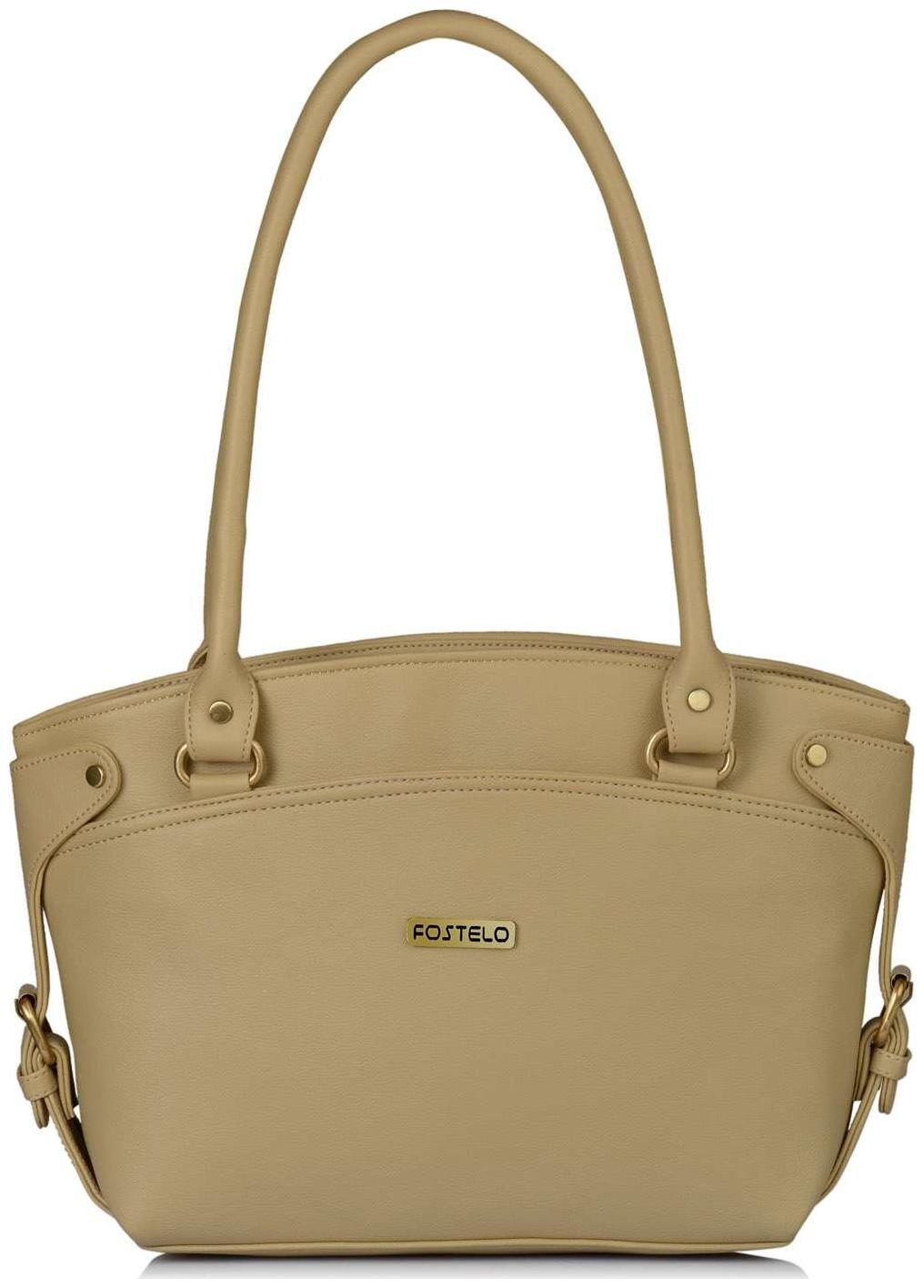 

FOSTELO Beige Faux Leather Handheld Bag