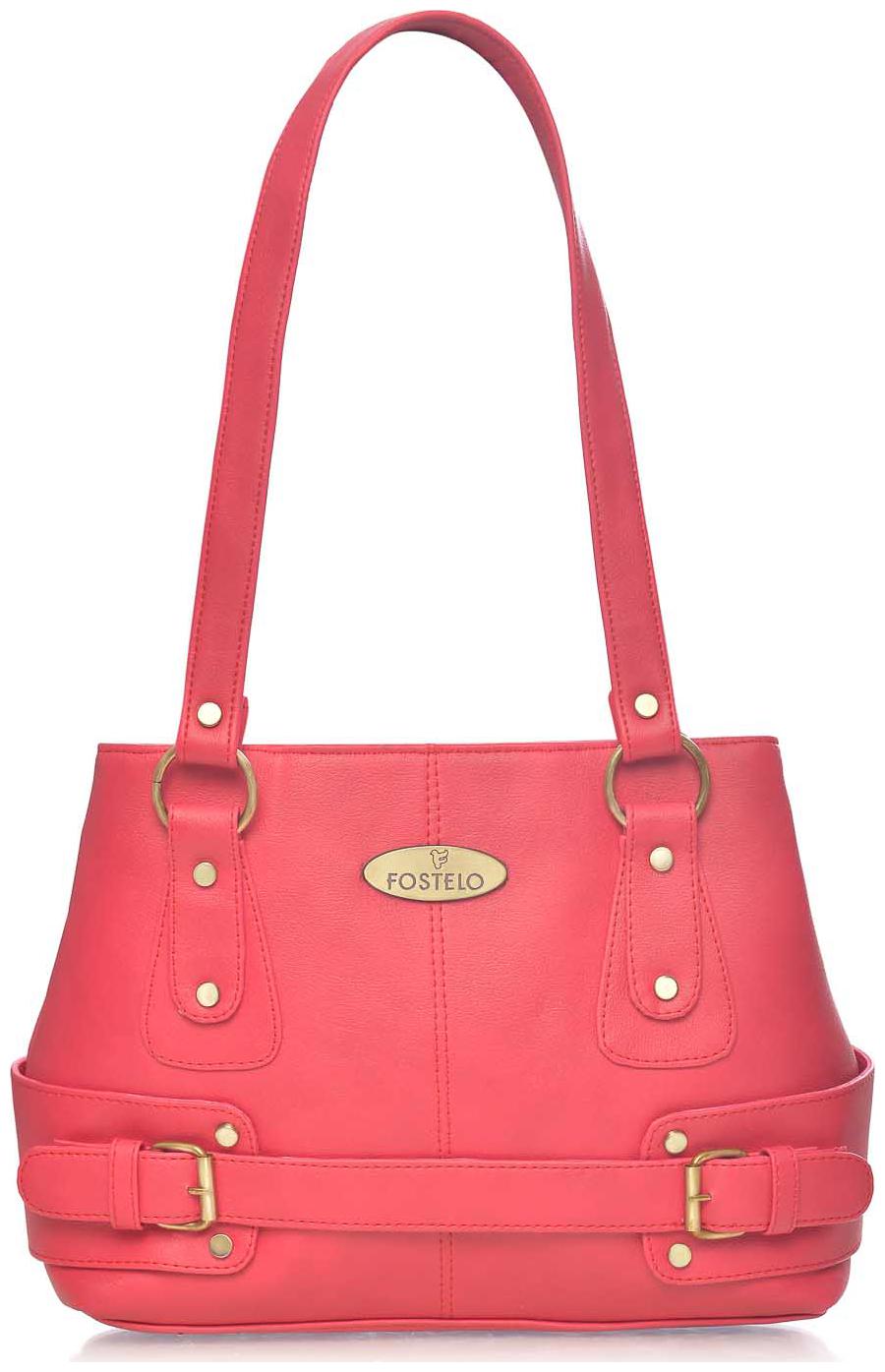 

FOSTELO Pink PU Handheld Bag