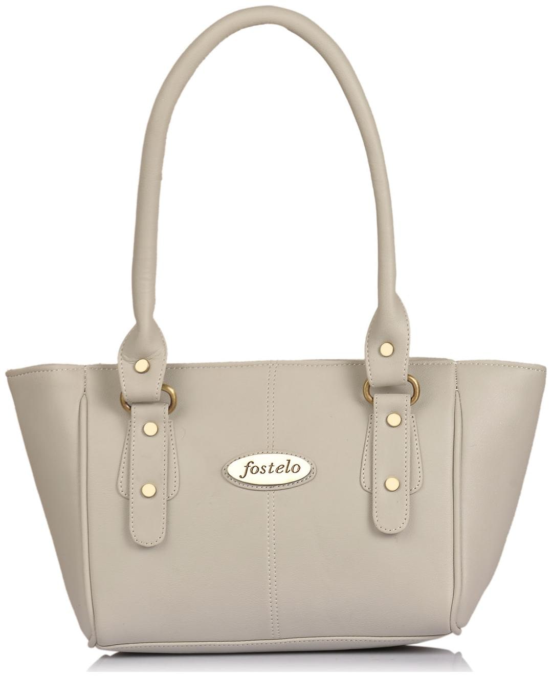 

FOSTELO Grey Faux Leather Handheld Bag