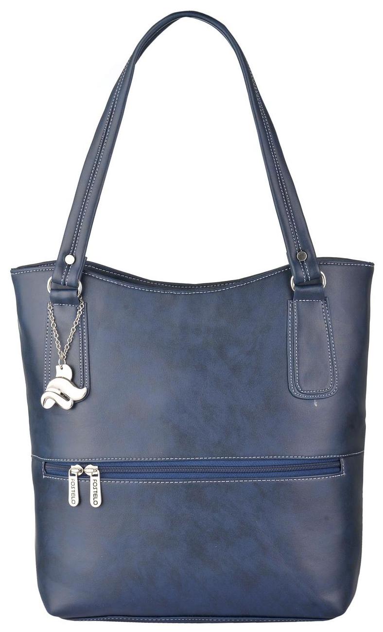 

FOSTELO Blue Faux Leather Handheld Bag