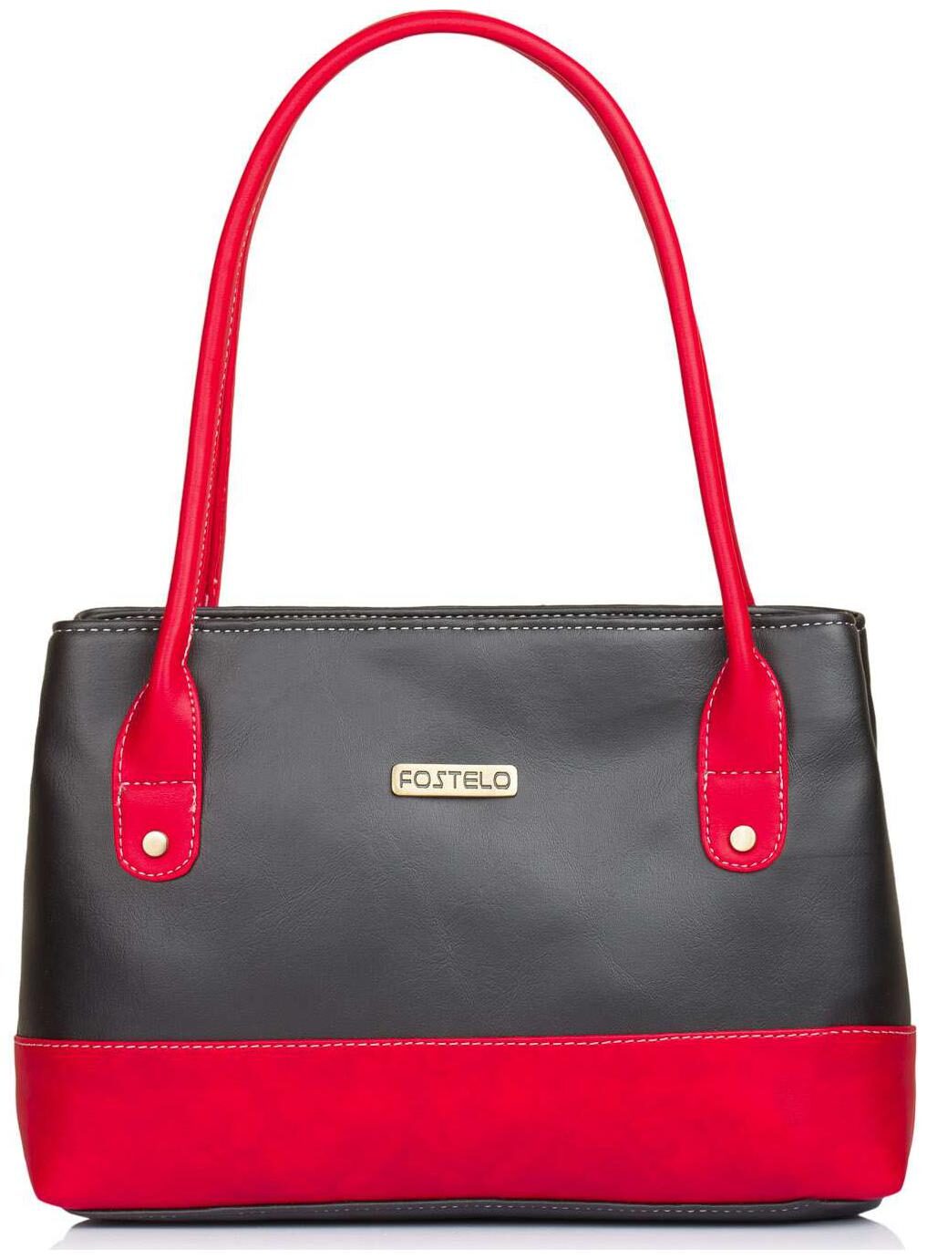 

FOSTELO Black Faux Leather Handheld Bag