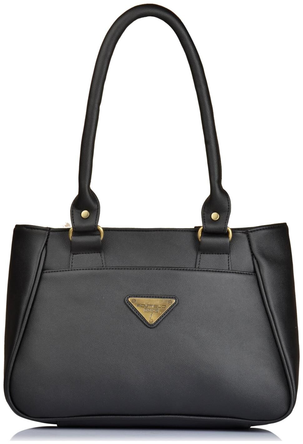

FOSTELO Black Faux Leather Handheld Bag