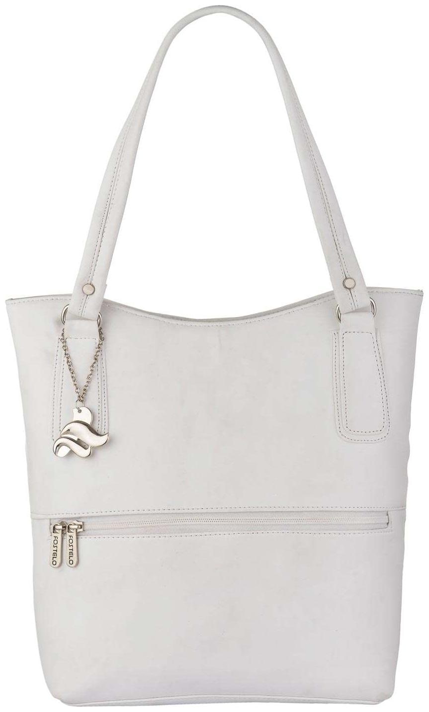 

FOSTELO White Faux Leather Handheld Bag