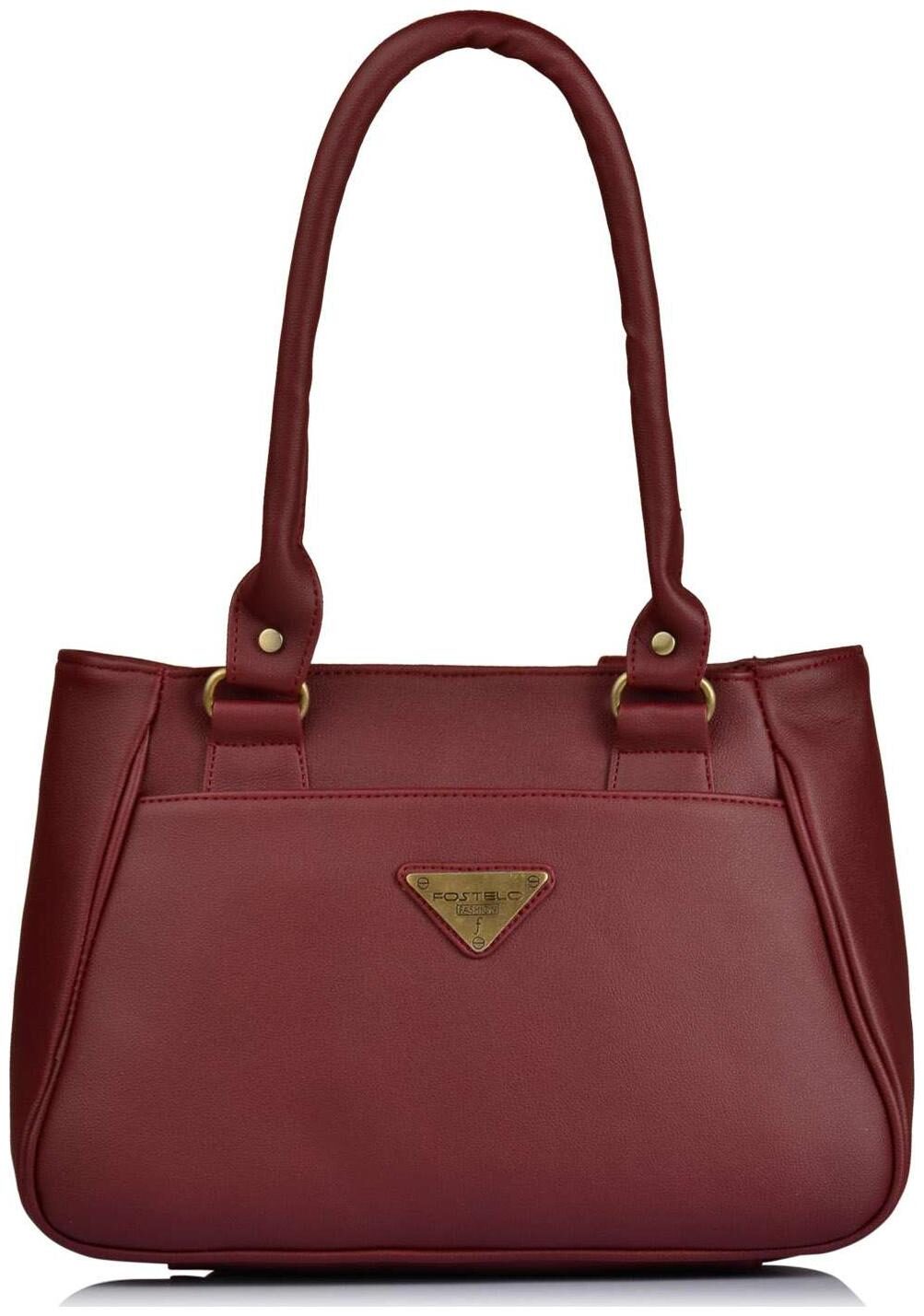

FOSTELO Maroon Faux Leather Handheld Bag