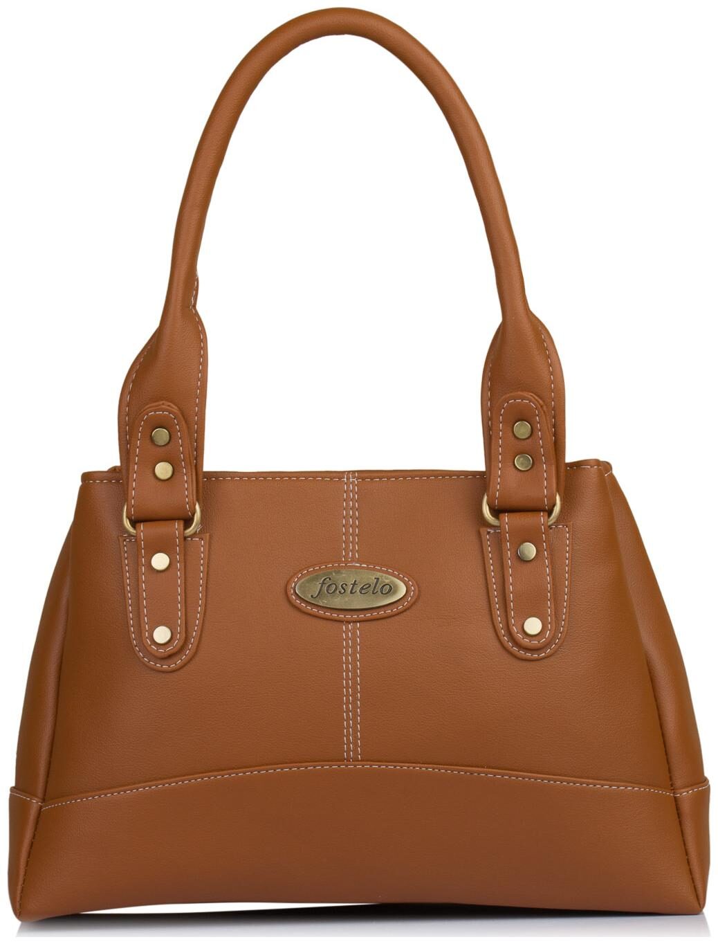 

FOSTELO Tan Faux Leather Handheld Bag