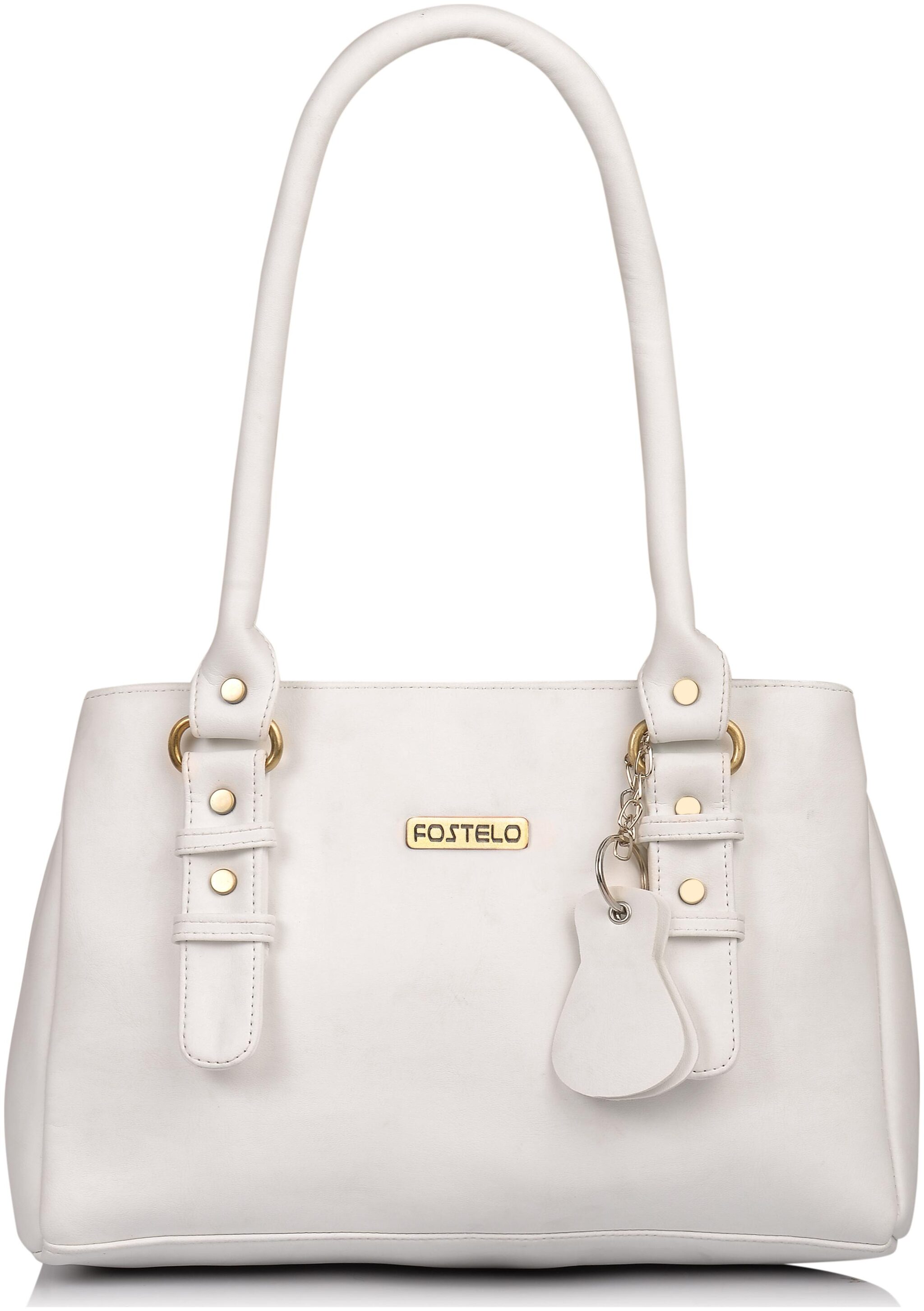 

FOSTELO White Faux Leather Handheld Bag