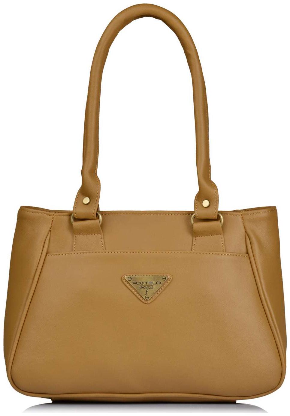 

FOSTELO Beige Faux Leather Handheld Bag
