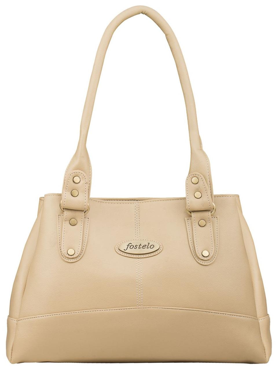 

FOSTELO Beige Faux Leather Handheld Bag