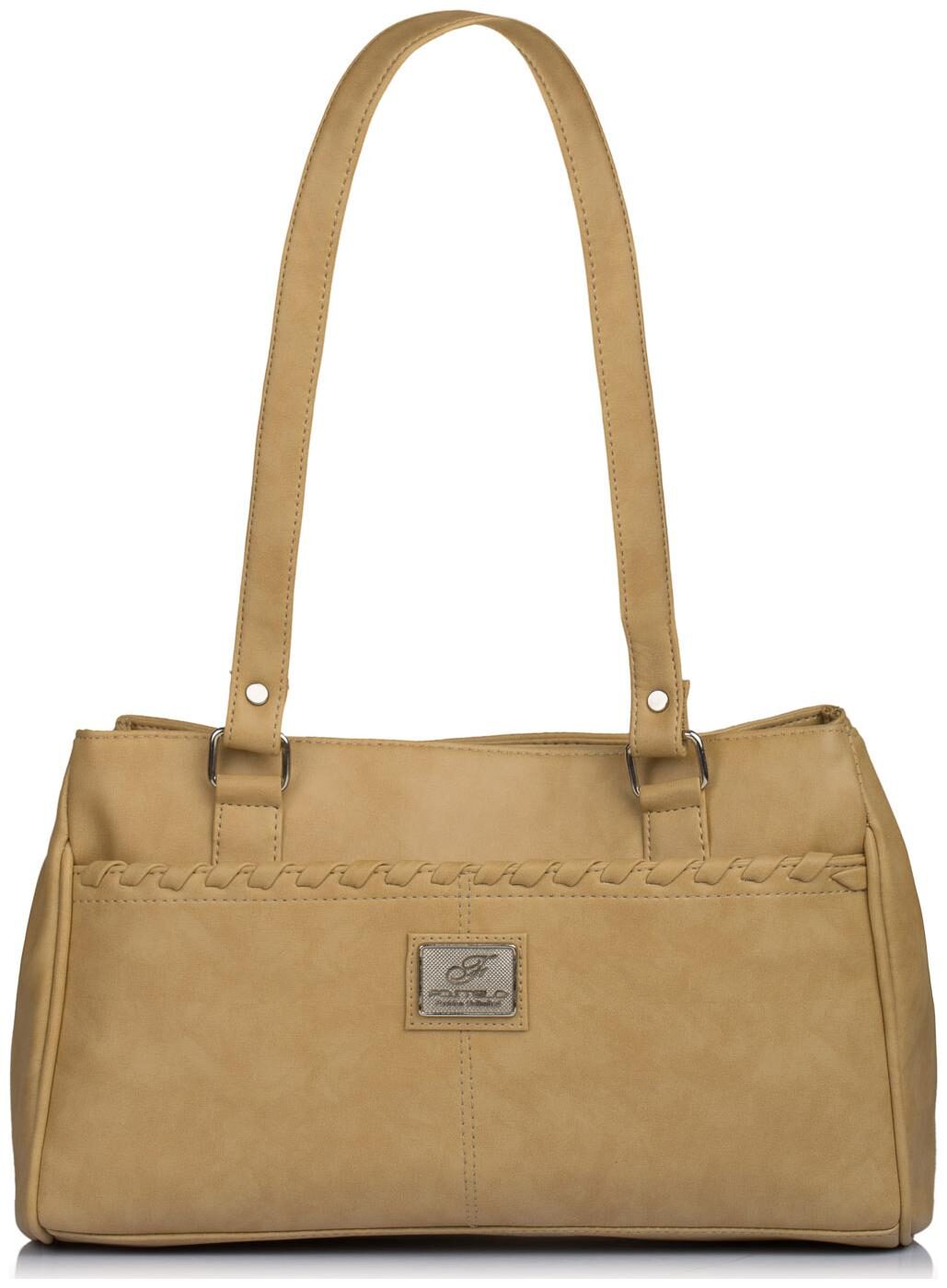 

FOSTELO Beige Faux Leather Handheld Bag