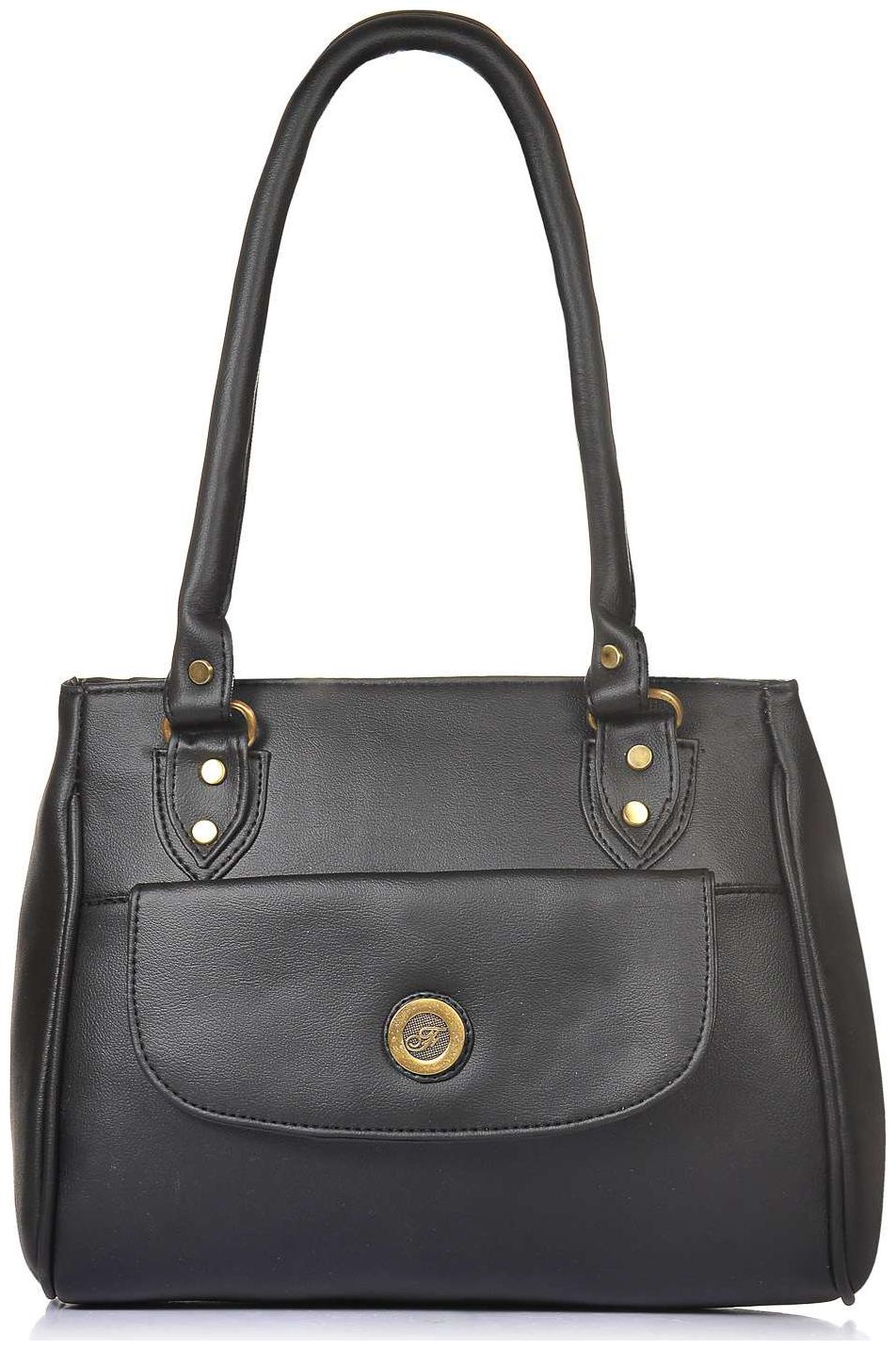 

FOSTELO Black Faux Leather Handheld Bag