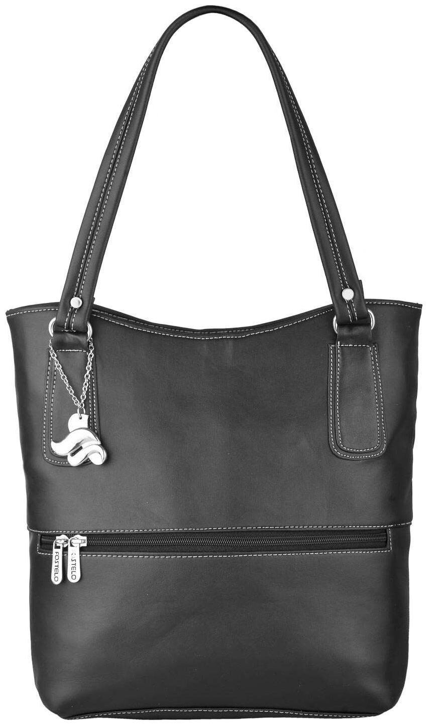 

FOSTELO Black Faux Leather Handheld Bag