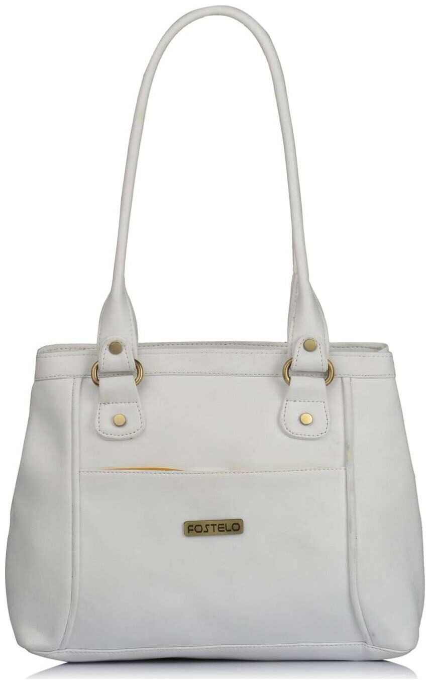 

FOSTELO White Faux Leather Handheld Bag