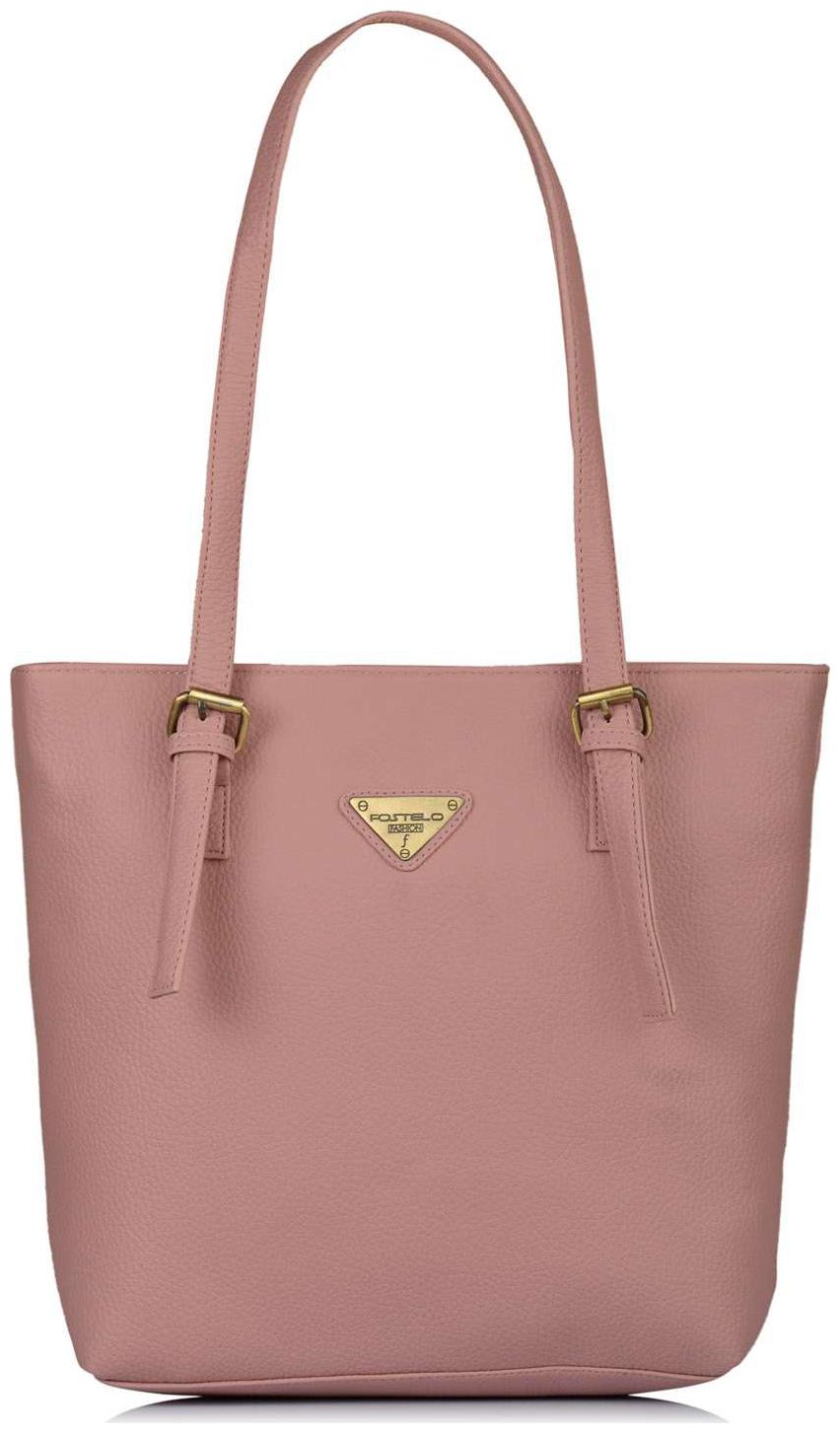 

FOSTELO Pink Faux Leather Handheld Bag