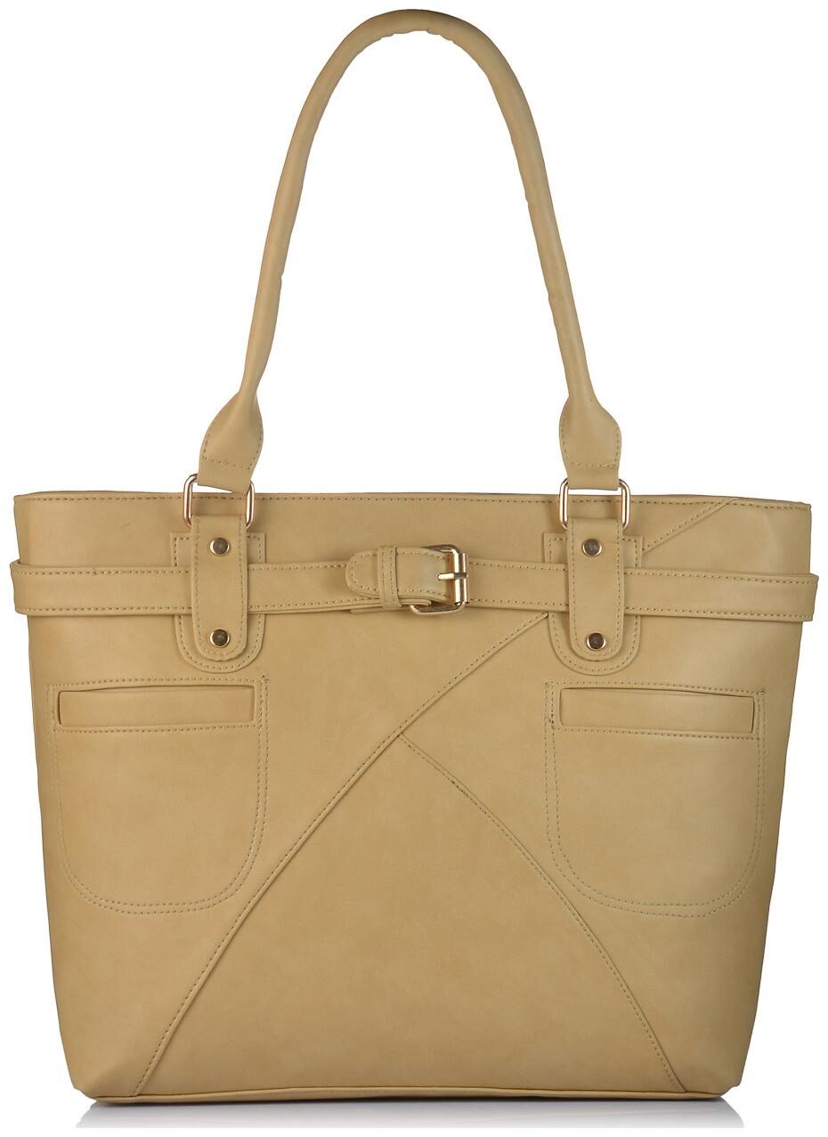 

FOSTELO Beige Faux Leather Handheld Bag