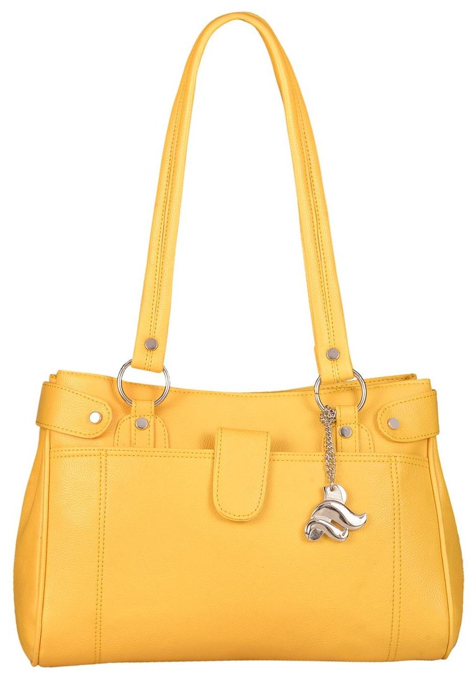 

FOSTELO Yellow Faux Leather Handheld Bag
