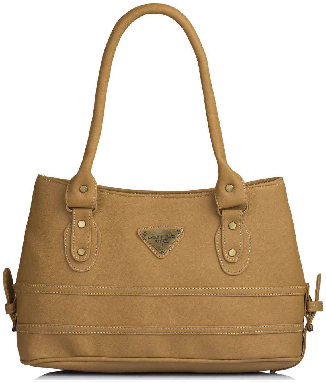 

FOSTELO Beige Faux Leather Handheld Bag