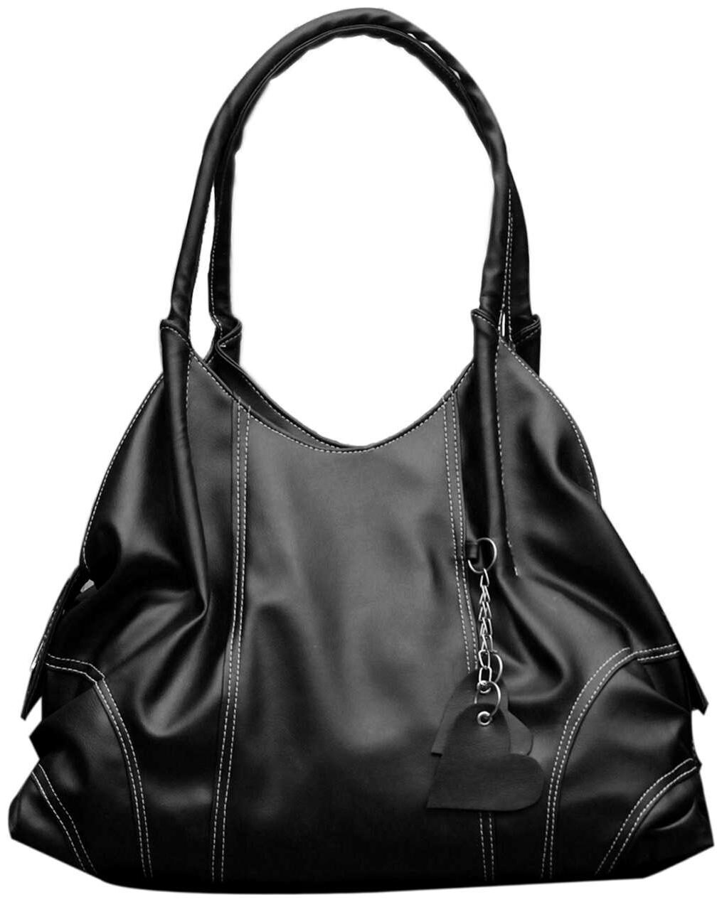 

FOSTELO Black Faux Leather Handheld Bag