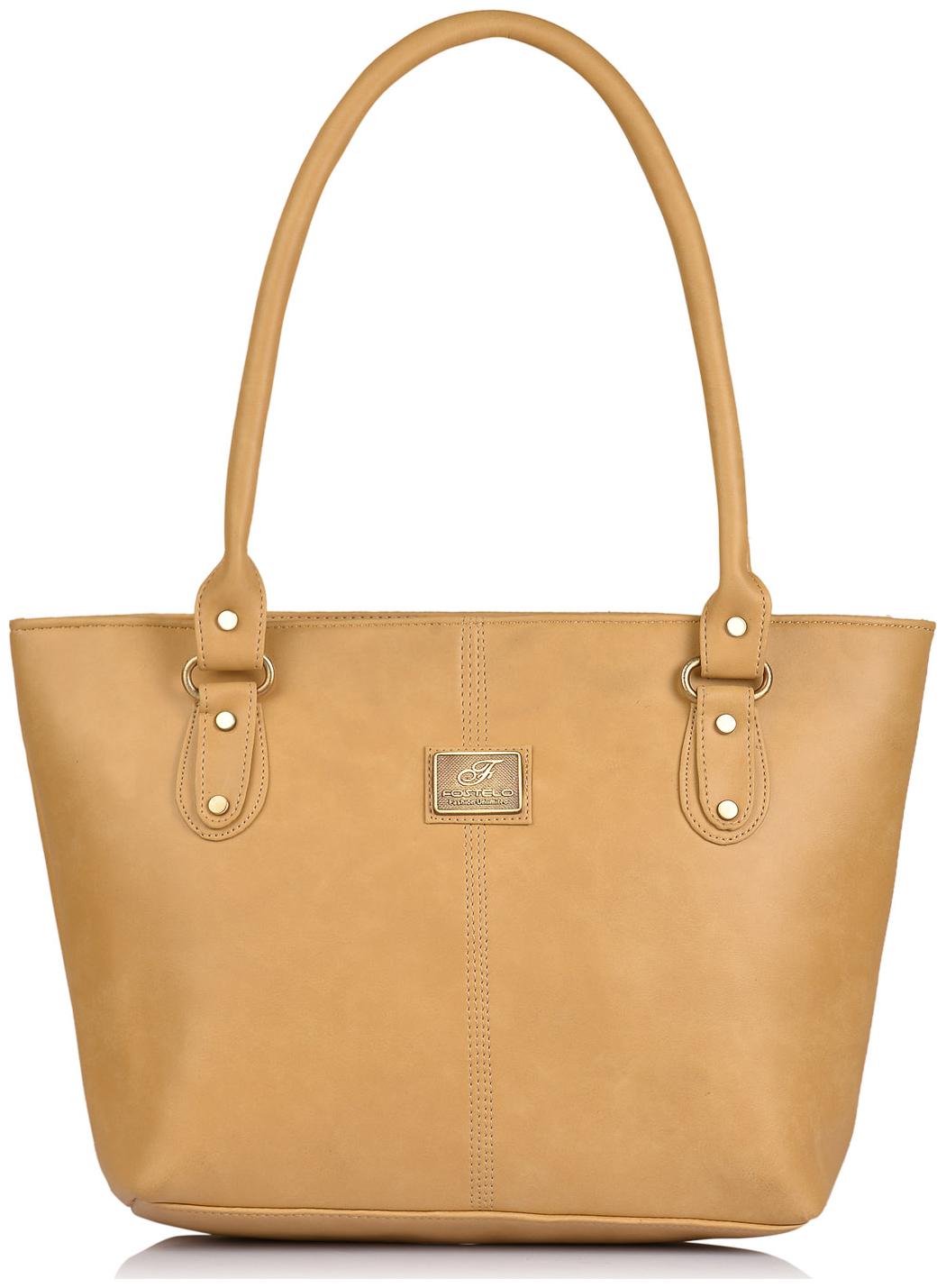 

FOSTELO Tan Faux Leather Handheld Bag