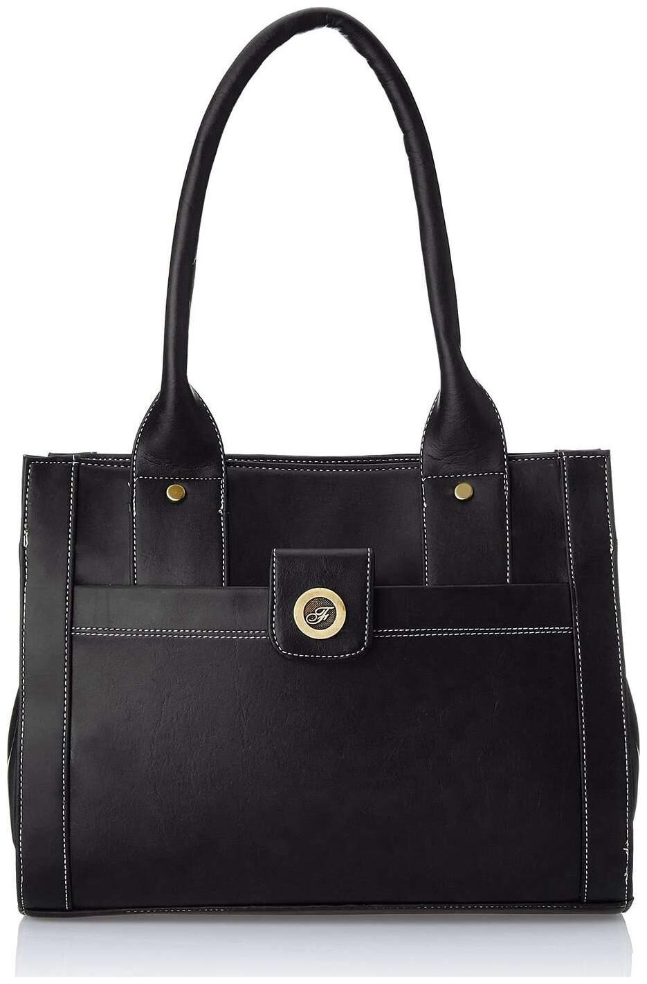 

FOSTELO Black Faux Leather Handheld Bag