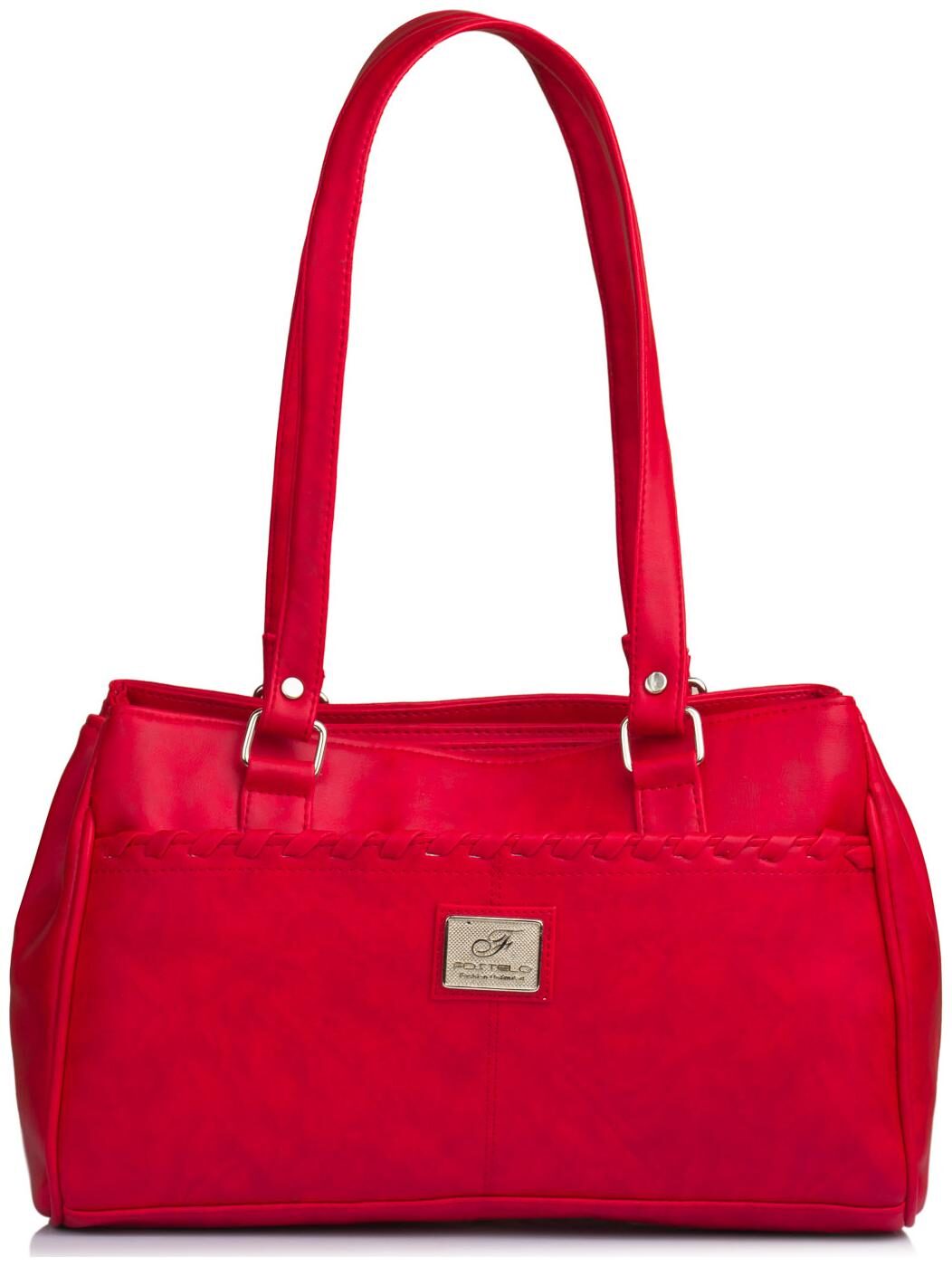 

FOSTELO Red Faux Leather Handheld Bag