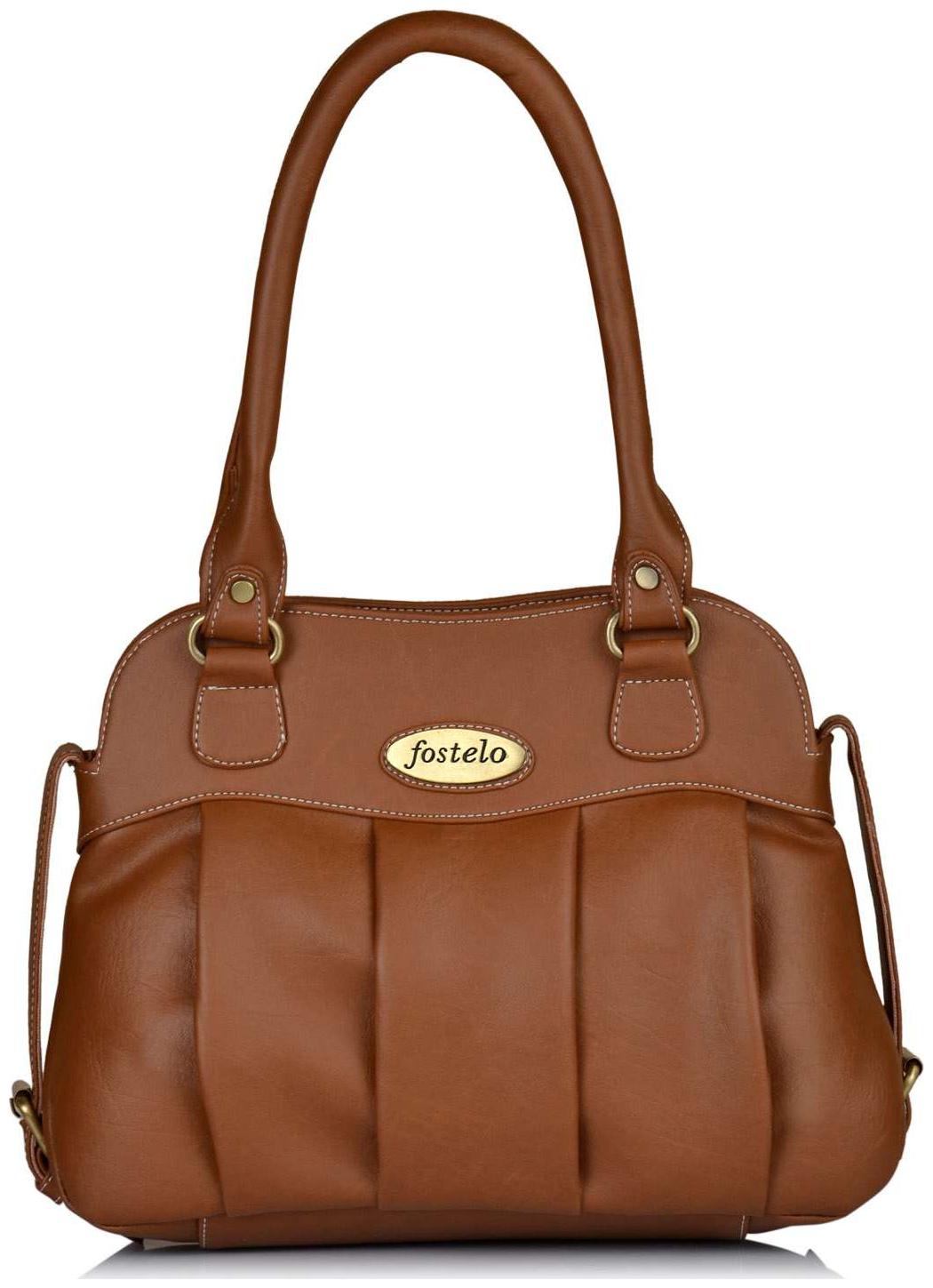 

FOSTELO Tan Faux Leather Handheld Bag