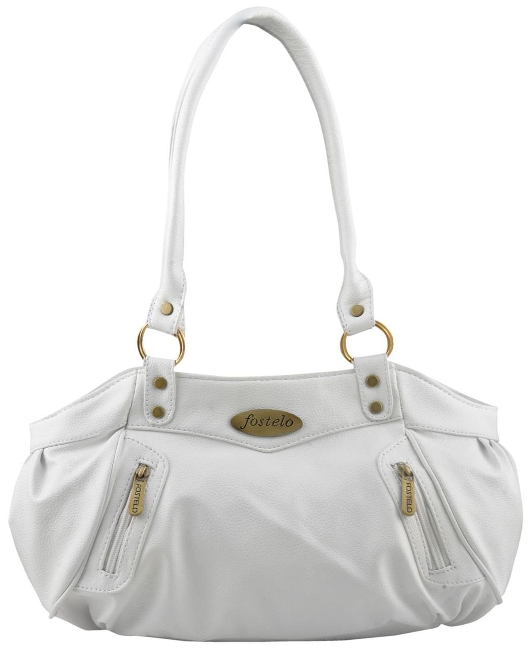 

FOSTELO White Faux Leather Handheld Bag