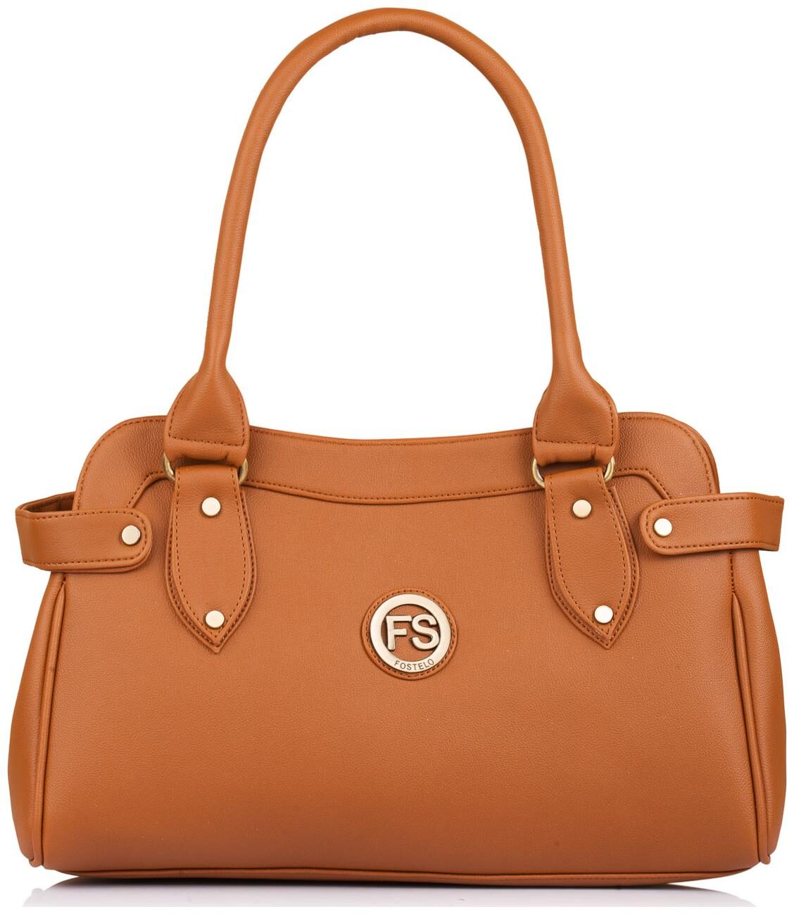 

FOSTELO Tan Faux Leather Handheld Bag